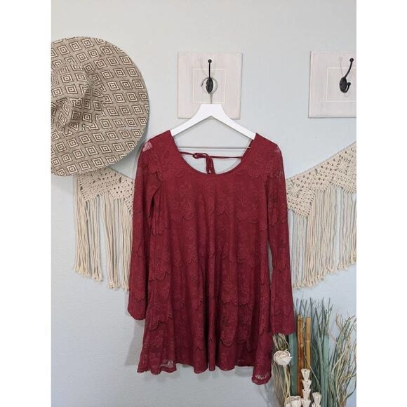 Altar'd State Lace Maroon Dress - Picture 1 of 10